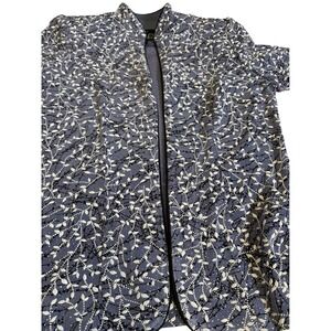 Alex Evenings Womens Jacket Blue/Purple Floral Print Size S Made in USA Vintage